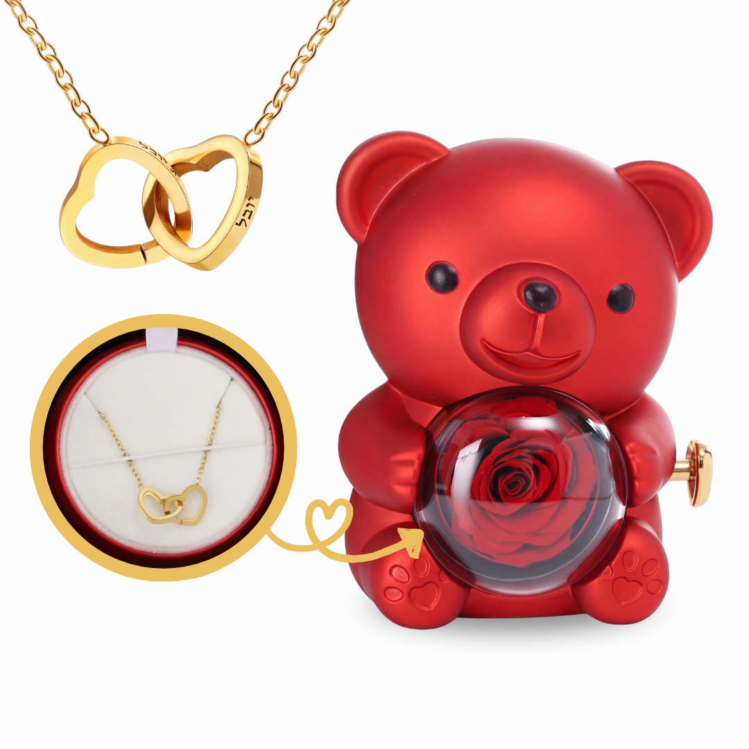 LoveBear - מארז דובי עם ורד ותכשיט