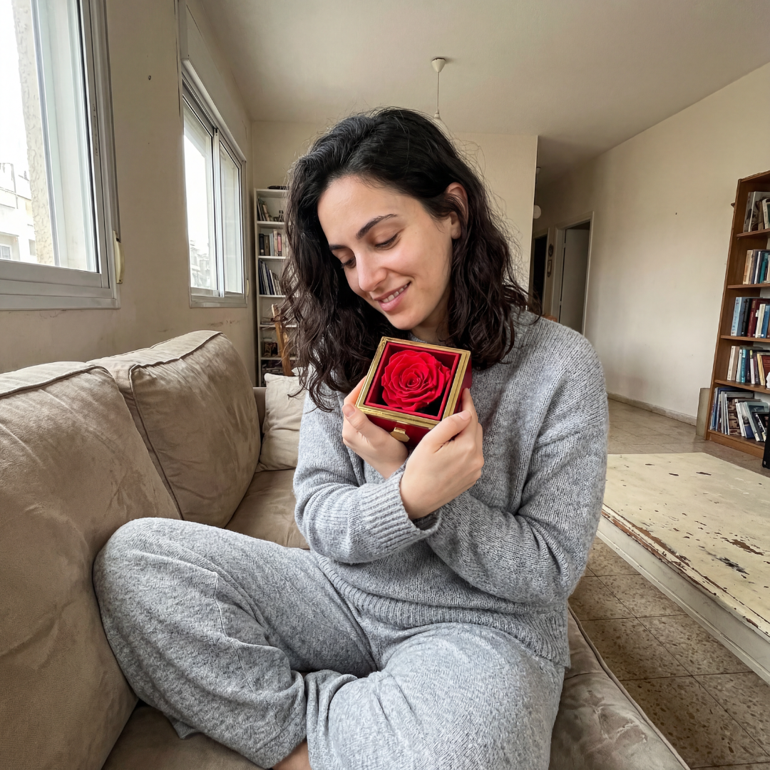 RoseLove - מארז ורד מסתובב ושרשרת