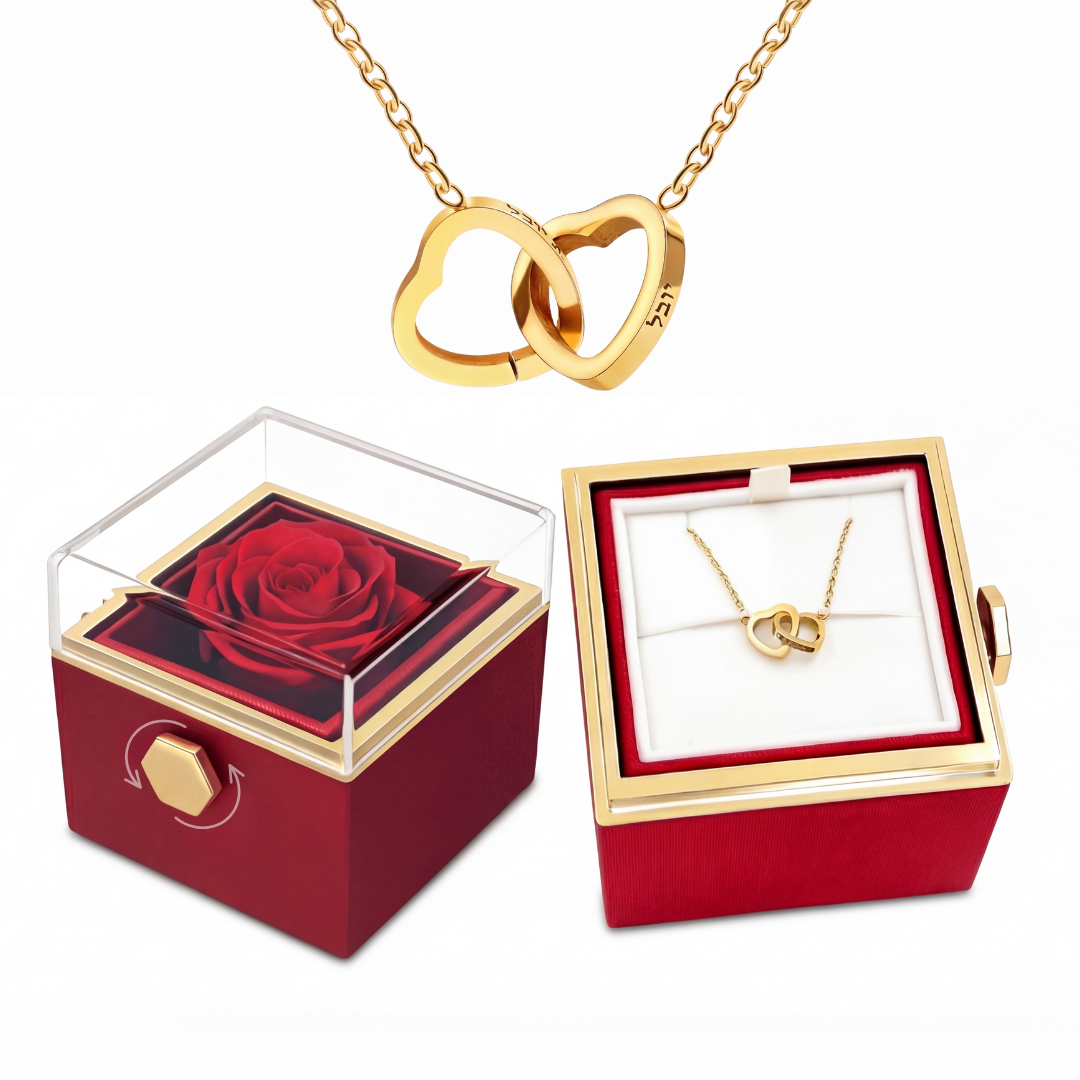 RoseLove - מארז ורד מסתובב ושרשרת